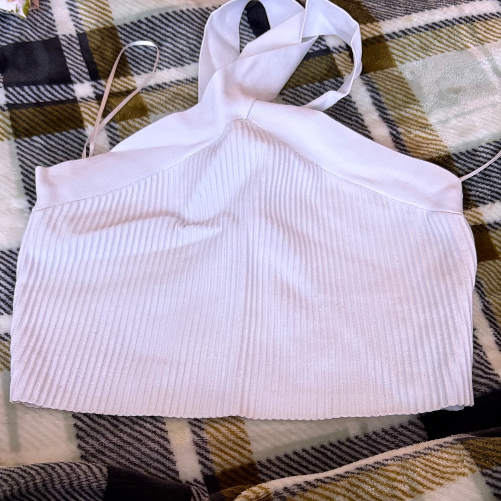SHEIN White Ribbed Halter Camisole